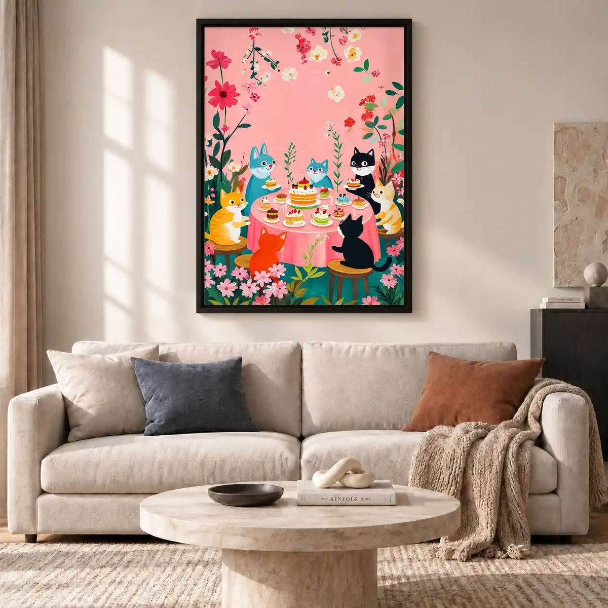 Cats At Garden Tea Party Wall Art 2