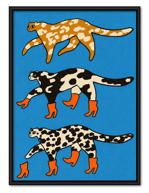 Cats Wearing Orange Boots Wall Art