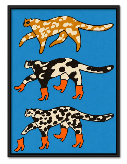 Cats Wearing Orange Boots Wall Art