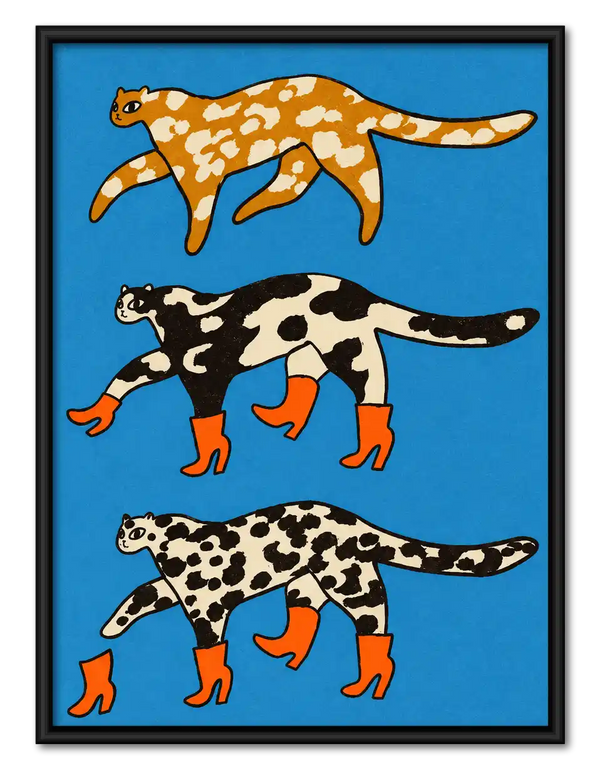 Cats Wearing Orange Boots Wall Art