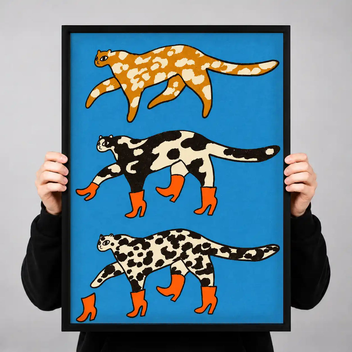 Cats Wearing Orange Boots Wall Art 3