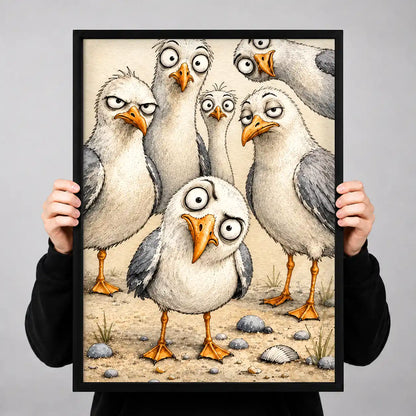 Chaotic Seagull Crowd Wall Art 3