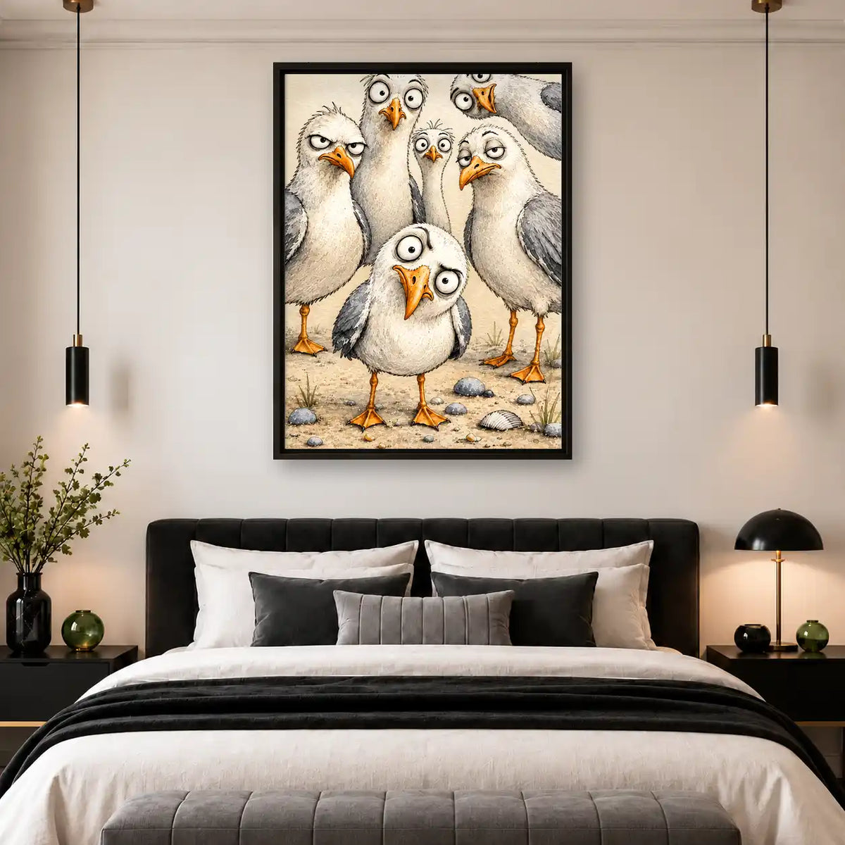 Chaotic Seagull Crowd Wall Art 4