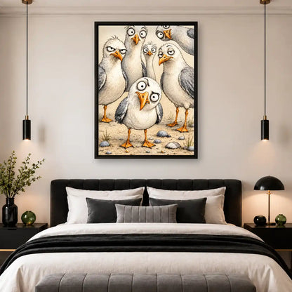 Chaotic Seagull Crowd Wall Art 4