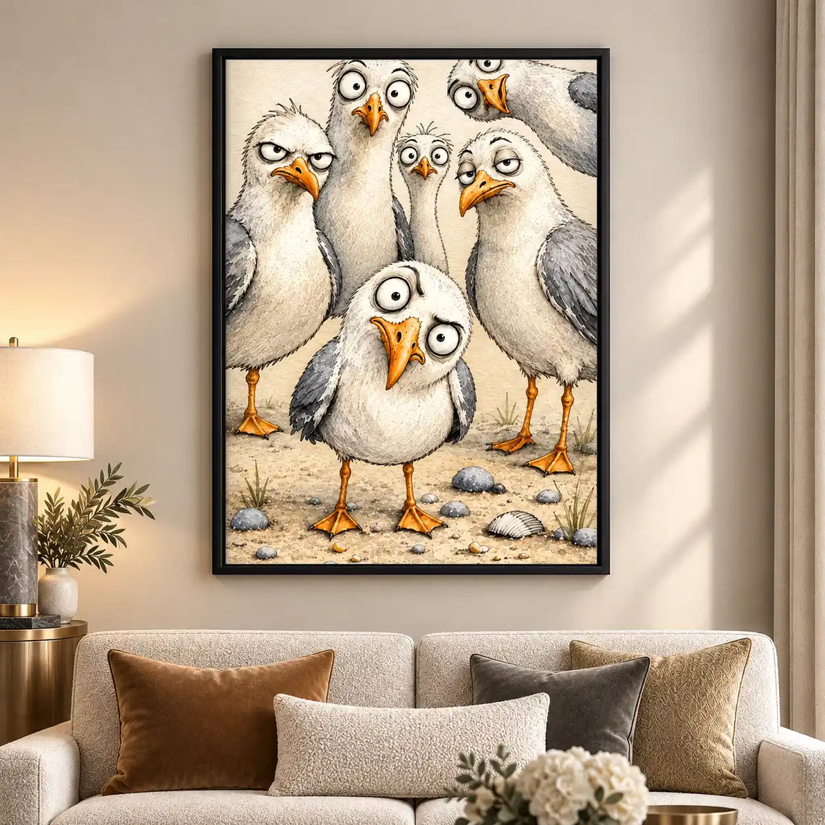 Chaotic Seagull Crowd Wall Art 5