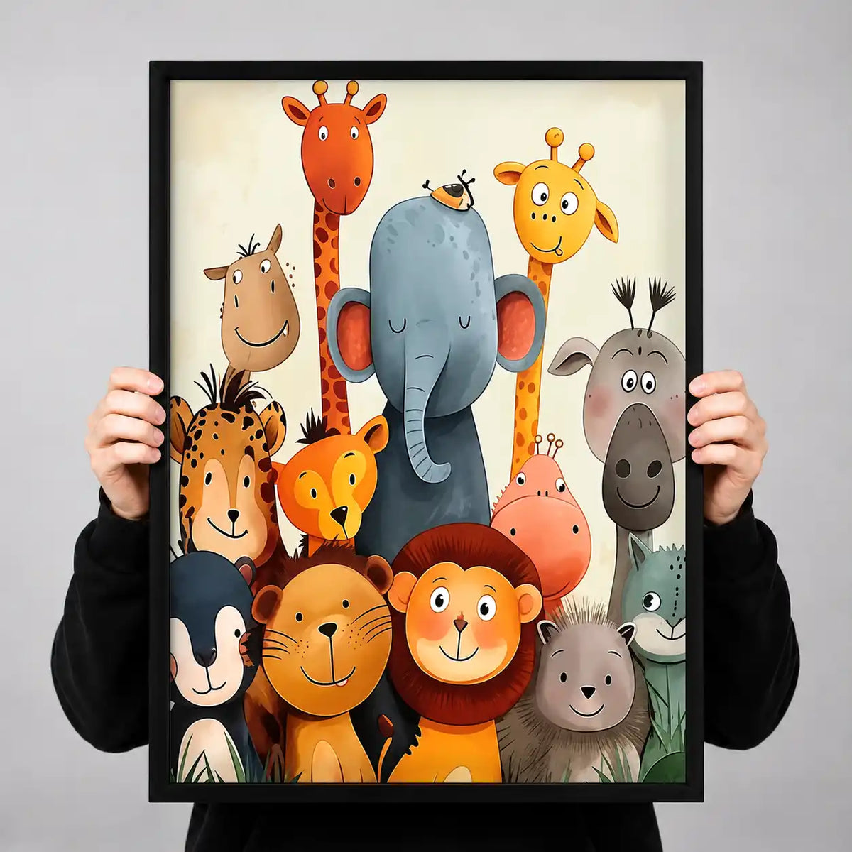 Cheerful Safari Animal Group Wall Art 3