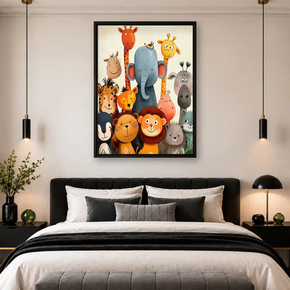 Cheerful Safari Animal Group Wall Art 4