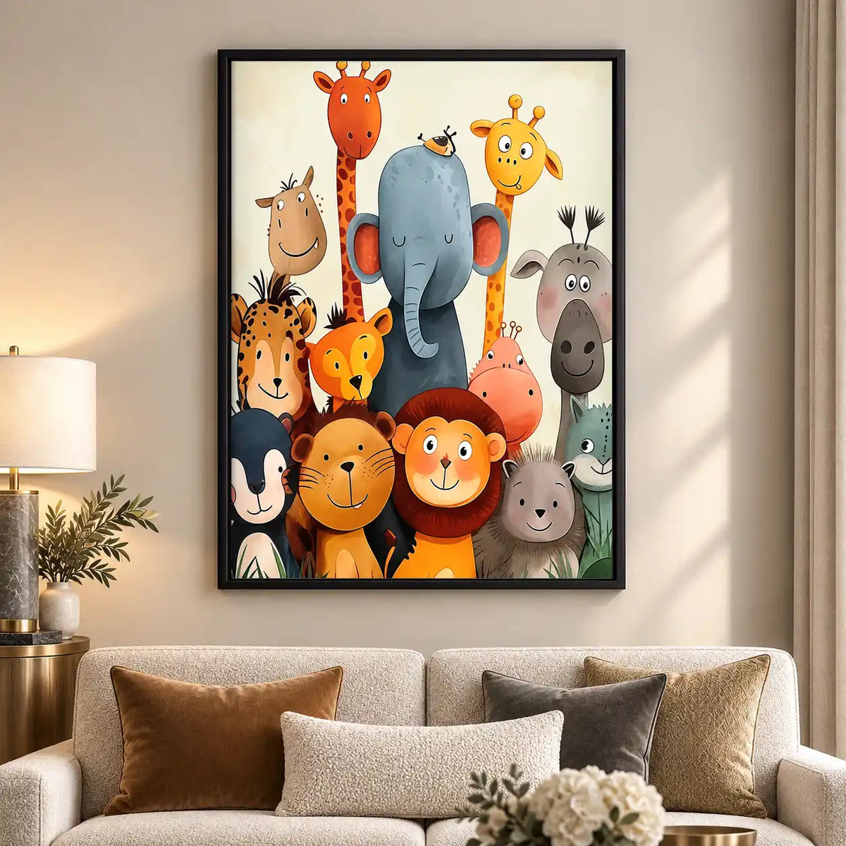 Cheerful Safari Animal Group Wall Art 5