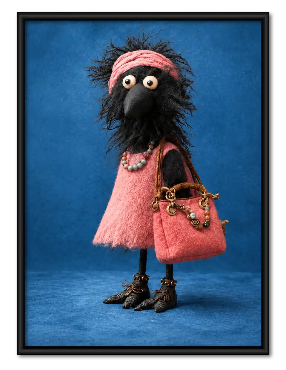 Chic Crow In Pink Dress Wall Art 1