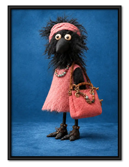 Chic Crow In Pink Dress Wall Art