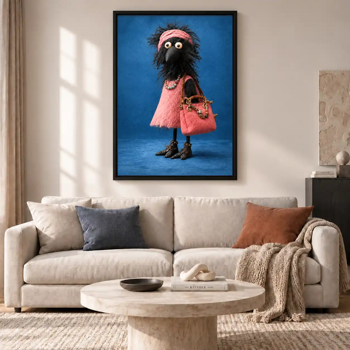 Chic Crow In Pink Dress Wall Art 2