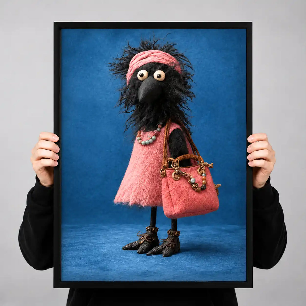 Chic Crow In Pink Dress Wall Art 3
