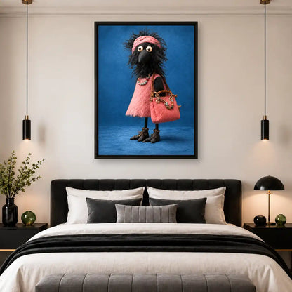 Chic Crow In Pink Dress Wall Art 4