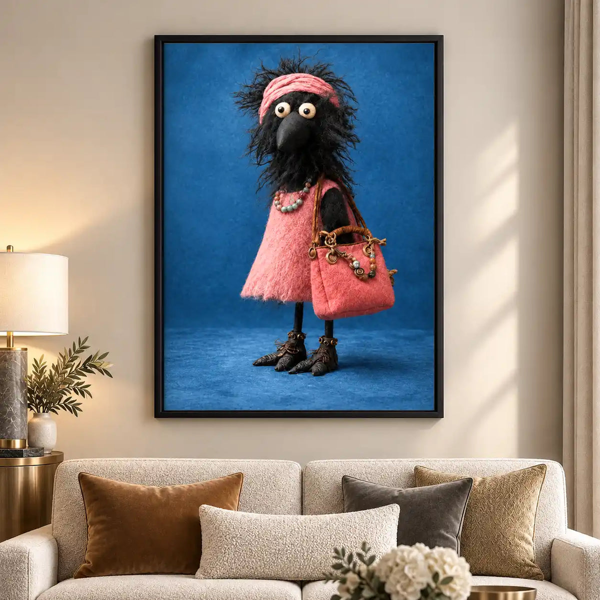 Chic Crow In Pink Dress Wall Art 5