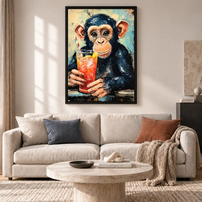 Chimpanzee With Tropical Drink Wall Art 2