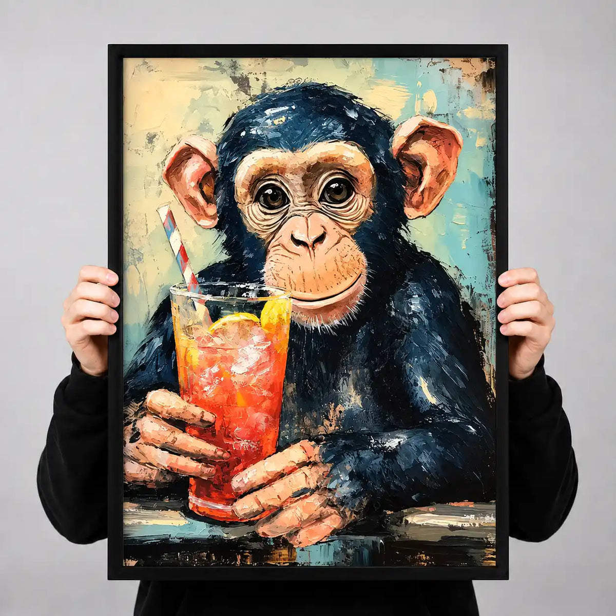Chimpanzee With Tropical Drink Wall Art 3
