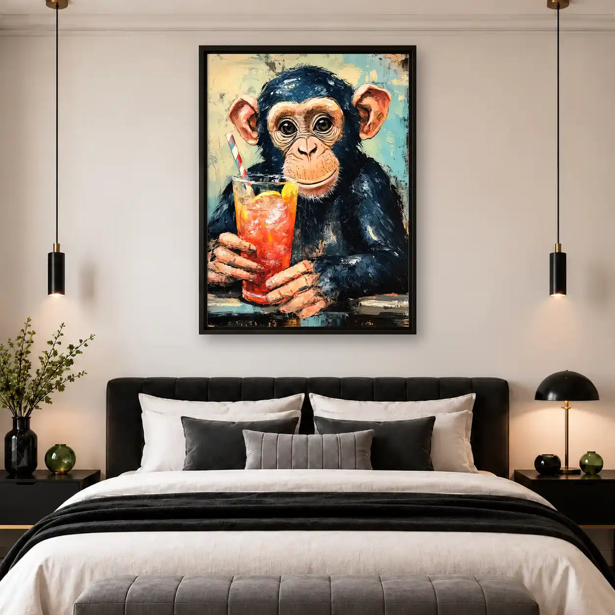 Chimpanzee With Tropical Drink Wall Art 4