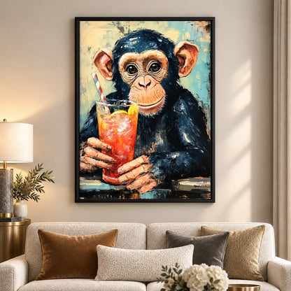 Chimpanzee With Tropical Drink Wall Art 5