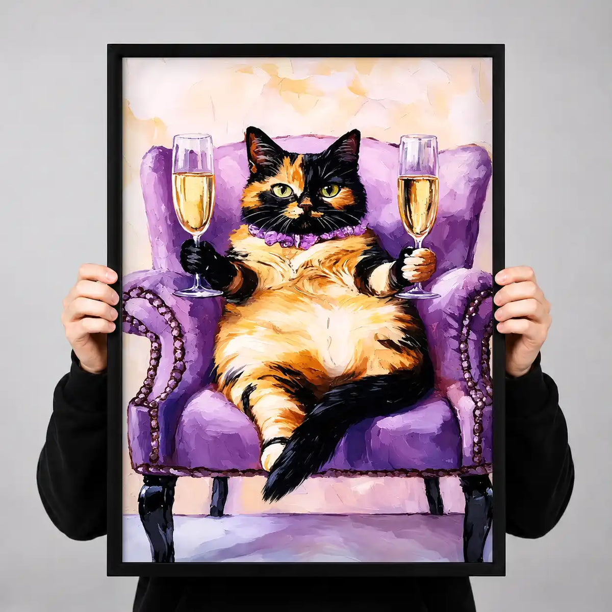 Chonky Cat Champagne Chair Wall Art 3