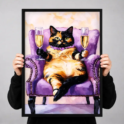Chonky Cat Champagne Chair Wall Art 3