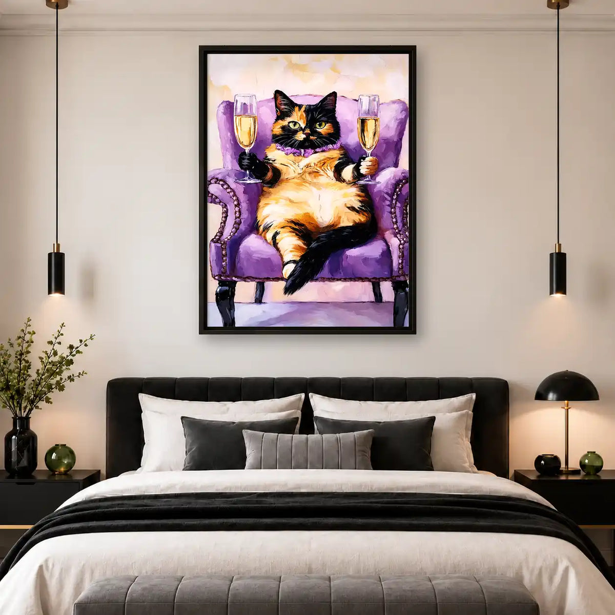Chonky Cat Champagne Chair Wall Art 4