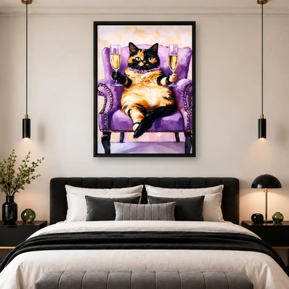 Chonky Cat Champagne Chair Wall Art 4