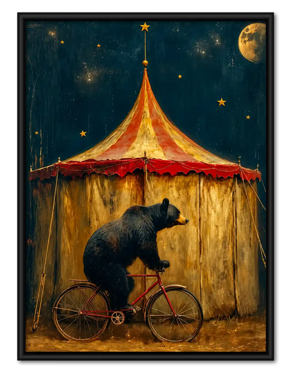 Circus Bear On Bicycle Wall Art