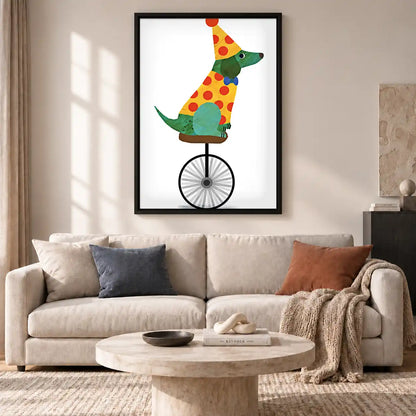 Circus Dog On Unicycle Wall Art 2