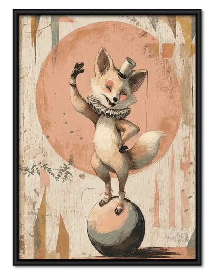 Circus Fox Balancing On Ball Wall Art