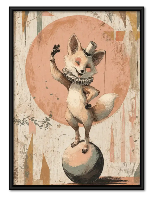 Circus Fox Balancing On Ball Wall Art