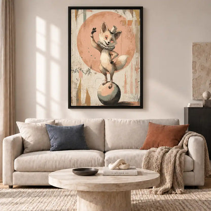 Circus Fox Balancing On Ball Wall Art 2