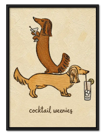 Cocktail Weenies Dachshund Stack Wall Art