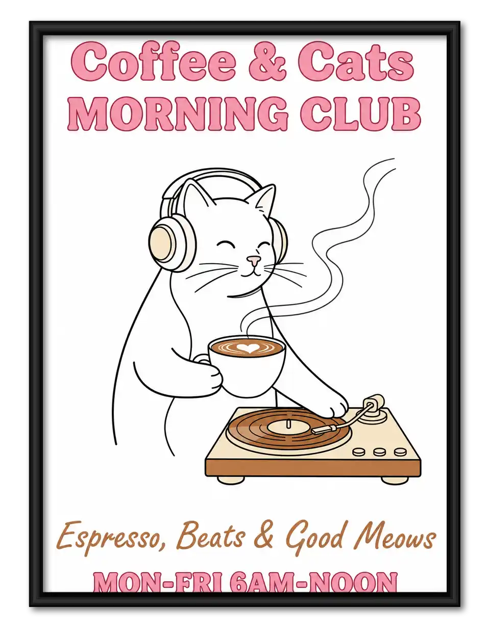 Coffee And Cats Morning Club Wall Art 1