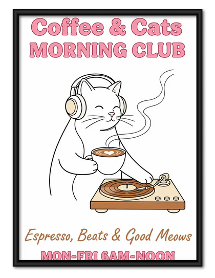 Coffee And Cats Morning Club Wall Art