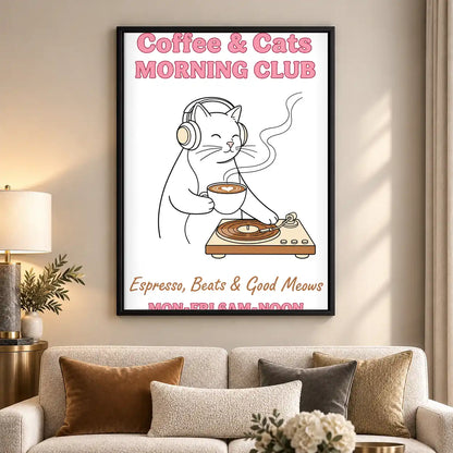 Coffee And Cats Morning Club Wall Art 5