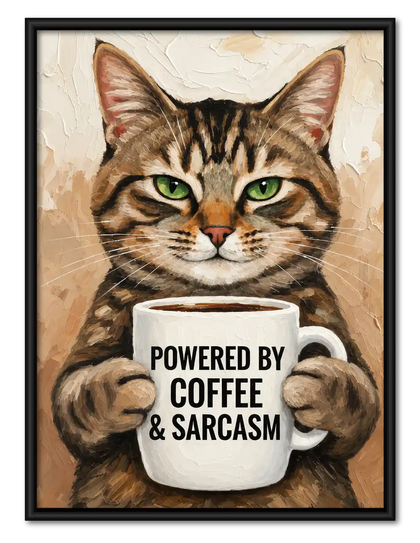 Coffee And Sarcasm Cat Wall Art
