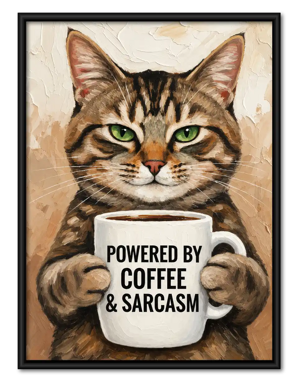 Coffee And Sarcasm Cat Wall Art