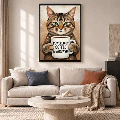 Coffee And Sarcasm Cat Wall Art 2