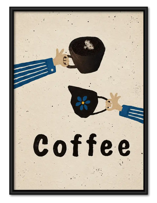 Coffee Cups And Pouring Hands Wall Art