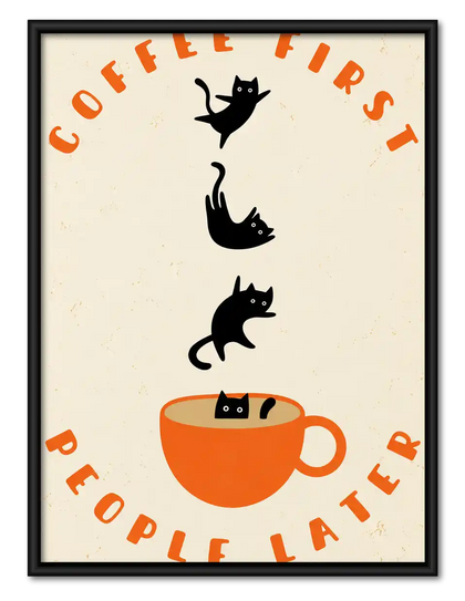 Coffee First Cat Crew Wall Art