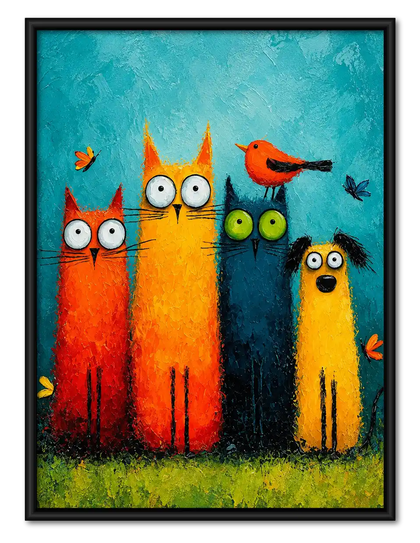 Colorful Big Eyed Pet Crew Wall Art