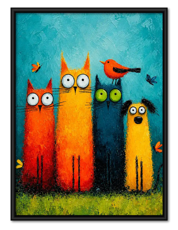 Colorful Big Eyed Pet Crew Wall Art
