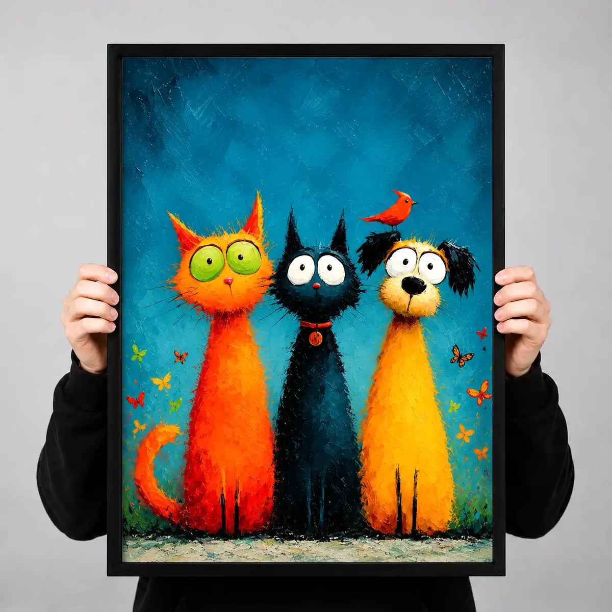 Colorful Cats And Dog Trio Wall Art 3