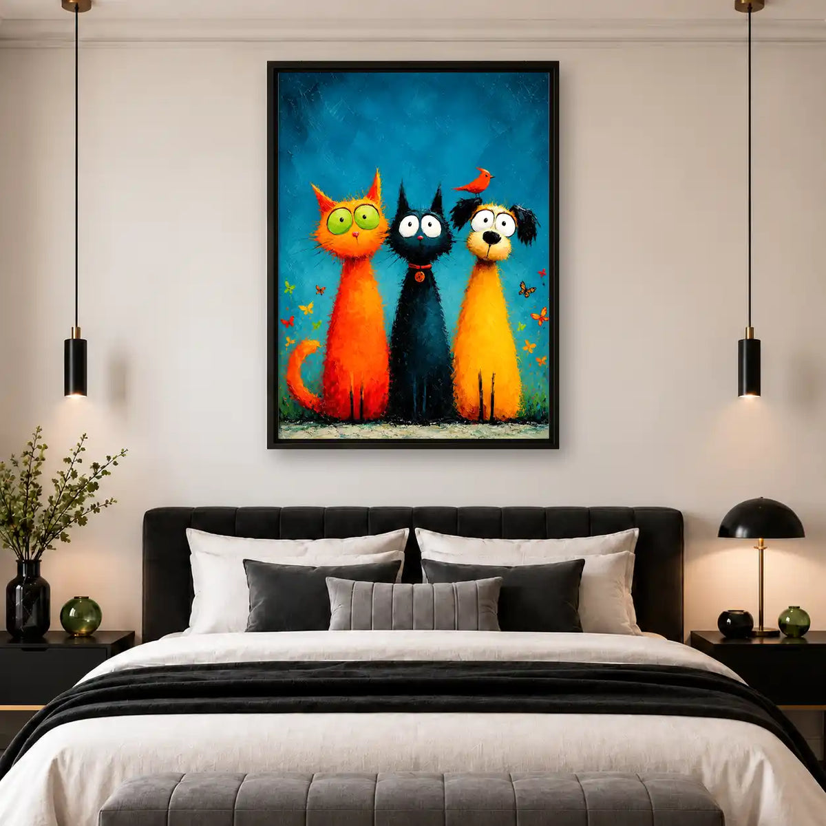 Colorful Cats And Dog Trio Wall Art 4