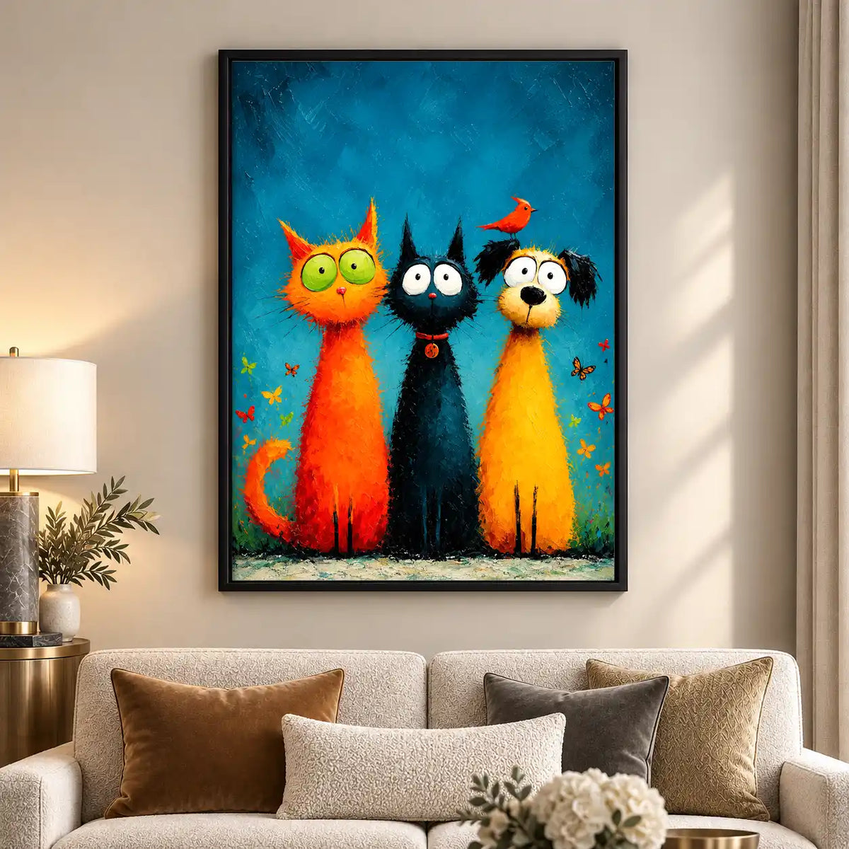 Colorful Cats And Dog Trio Wall Art 5