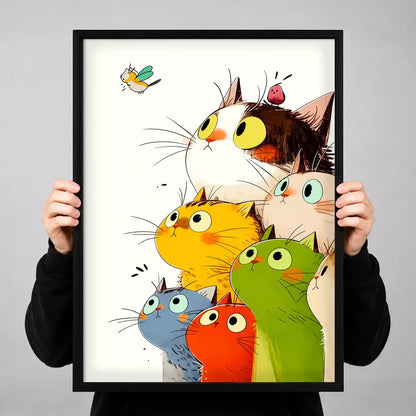 Colorful Cats Watching Fly Wall Art 3