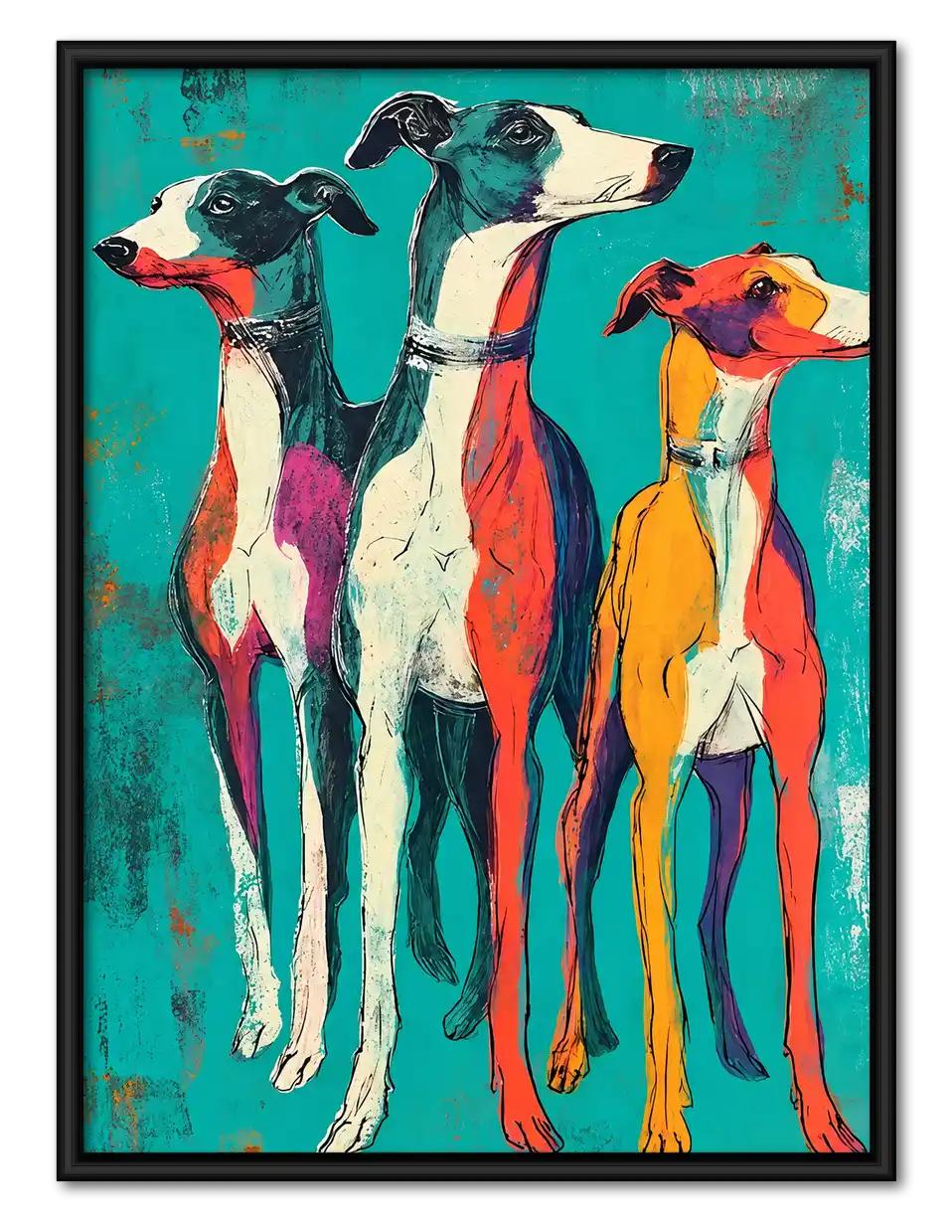 Colorful Greyhound Trio Wall Art 1