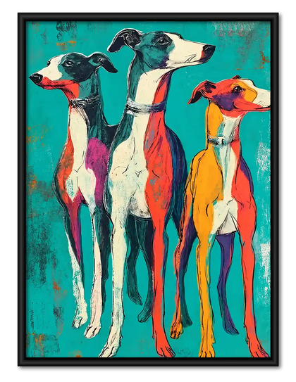 Colorful Greyhound Trio Wall Art
