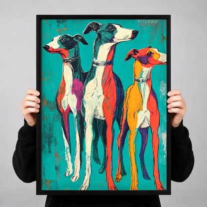 Colorful Greyhound Trio Wall Art 3
