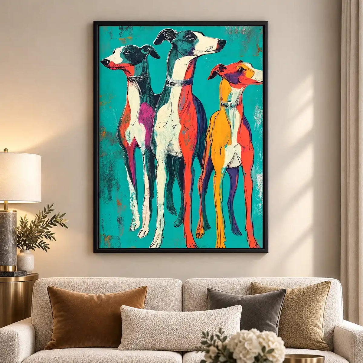 Colorful Greyhound Trio Wall Art 5